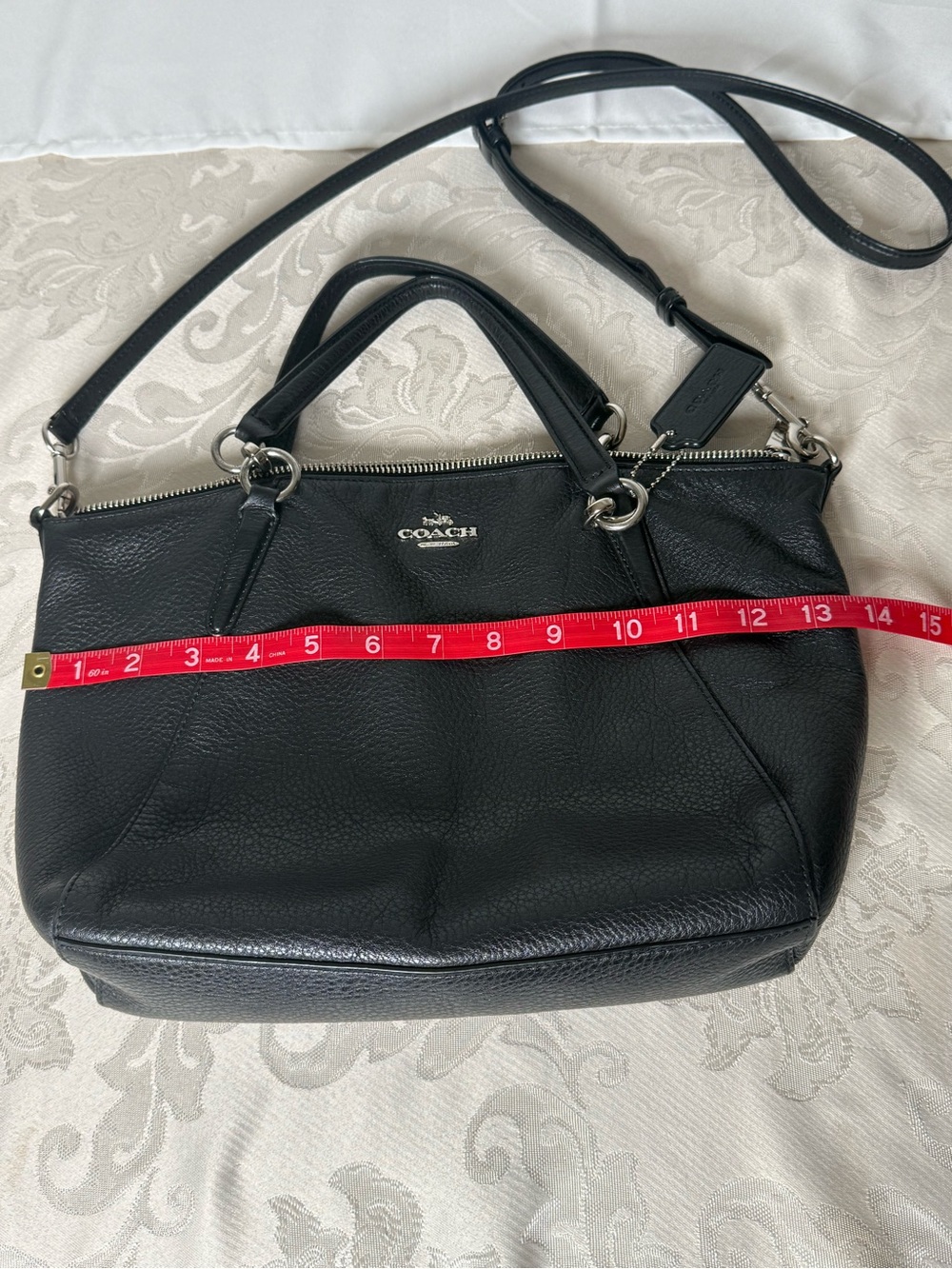 Coach Kelsey F36675 Black Pebbled Leather Satchel Crossbody Bag - Picture 9 of 16